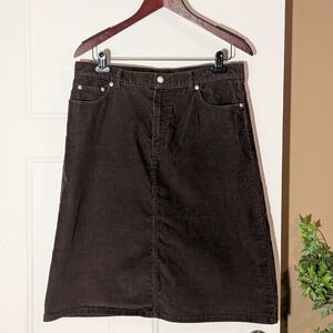 Lands' End Dark Brown Midi Skirt. Size 14.